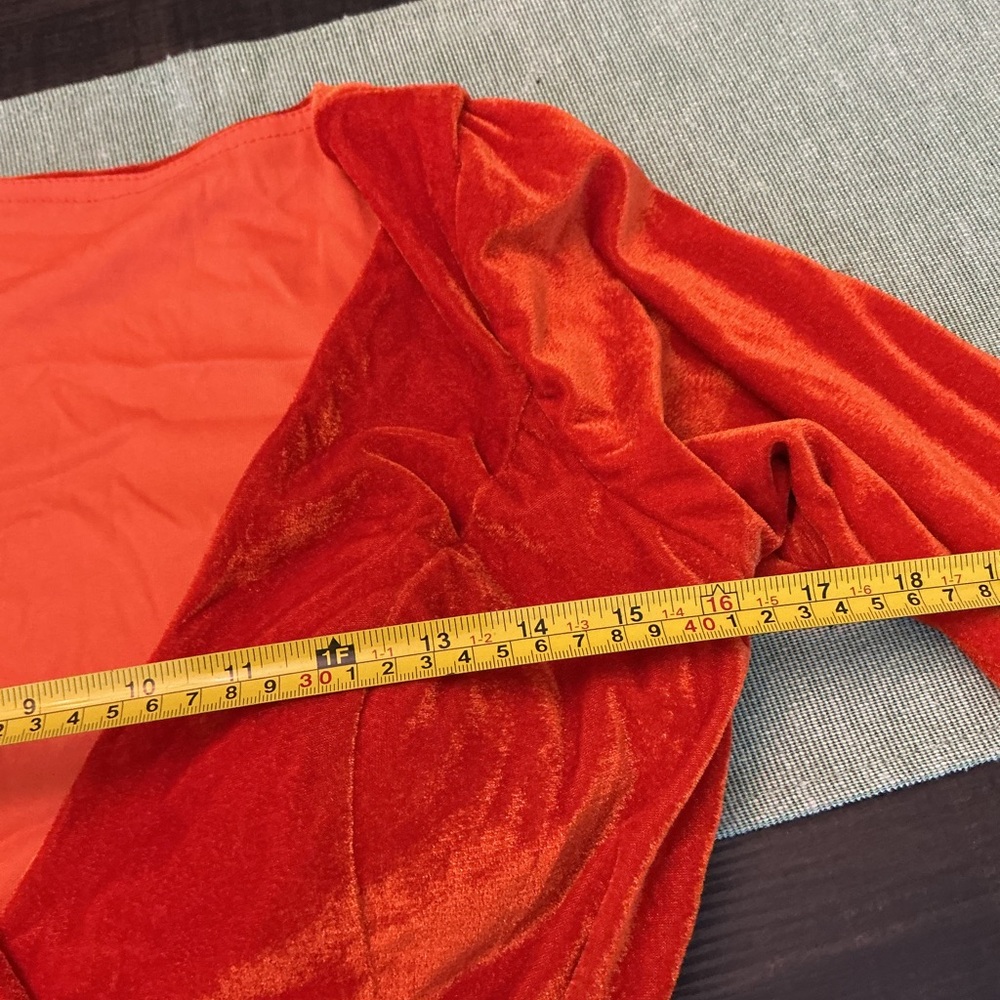 Pomuyoo Velvet Wrap Maxi Dress Burnt Orange Long Sleeve Size 6 - Picture 7 of 12